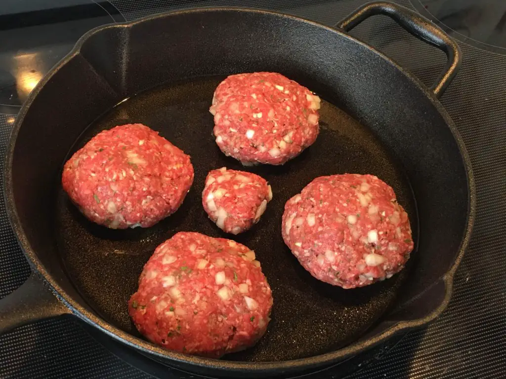 homemade cast iron skillet burger patties