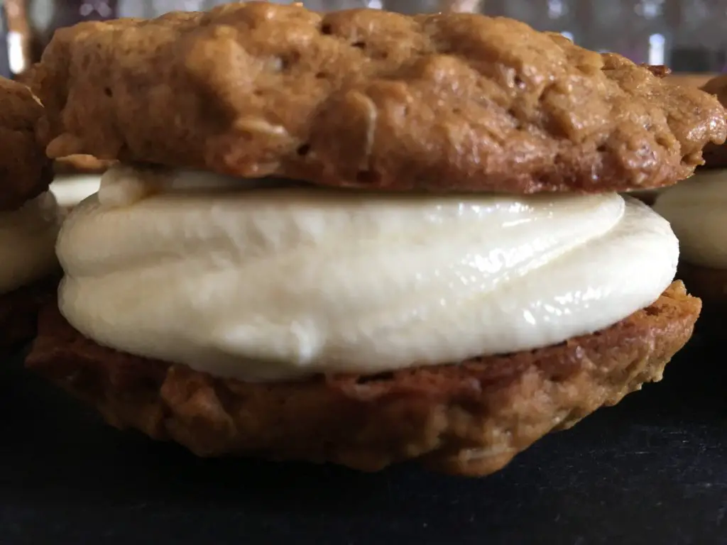 spiced oatmeal walnut cookie ice cream sandwich