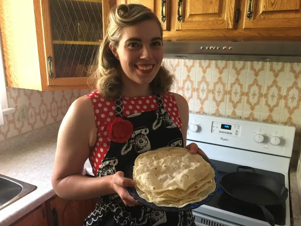 Homemade Tortillas in a Cast Iron Pan 