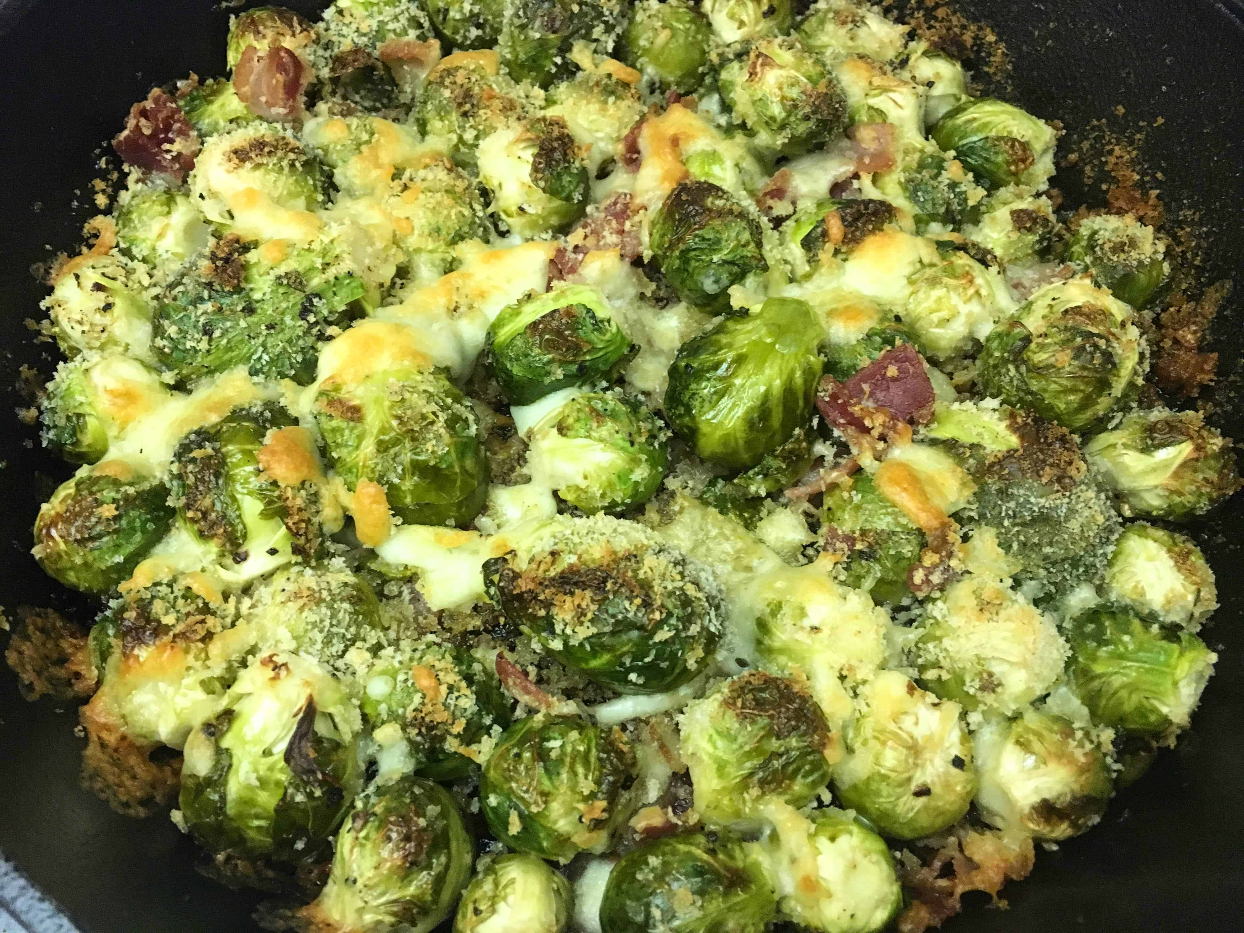 Bacon Parmesan Brussels Sprouts Skillet Vintage Kitchen Vixen