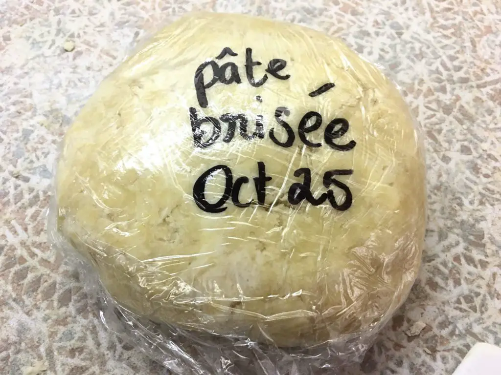 dated pâte brisée round ready for the freezer