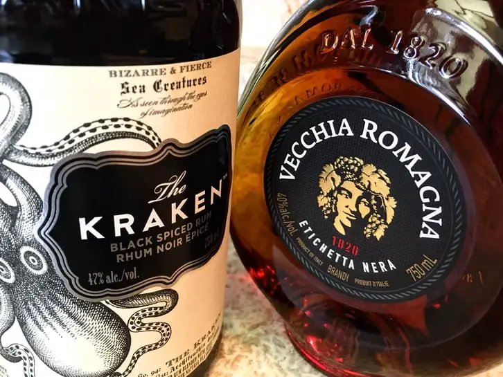 bottles of rum and brandy