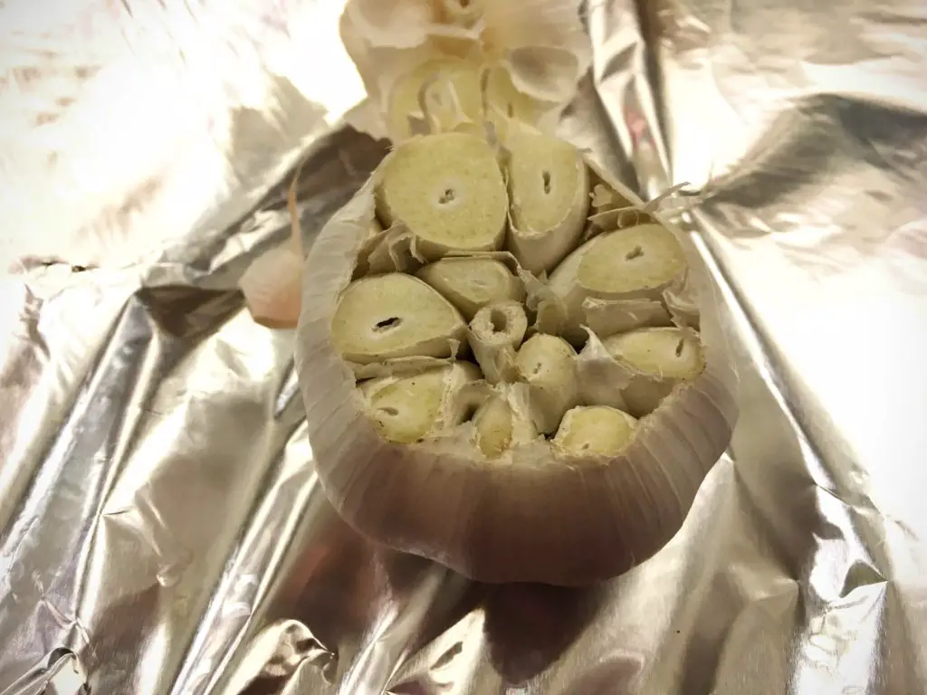 making roasted garlic slice the top off