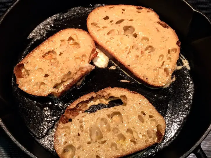 french toast in a cast iron skillet