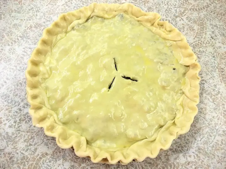 tourtiere that has egg wash and scored