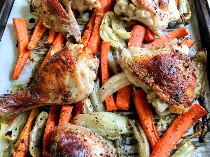 kefir-brined chicken sheet pan dinner