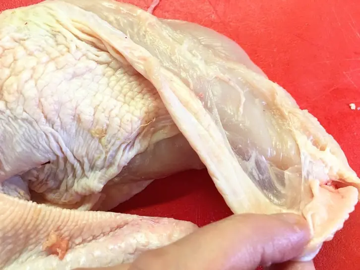 removing the skin from a chicken breast