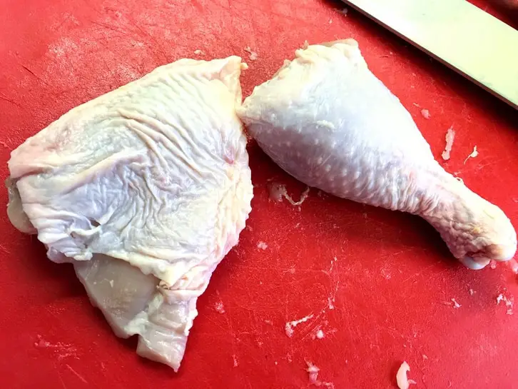 separated chicken thigh and drumstick