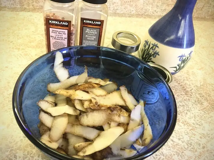 making roasted potato peels