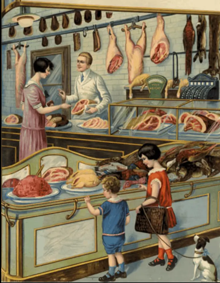 vintage illustration of the local butcher