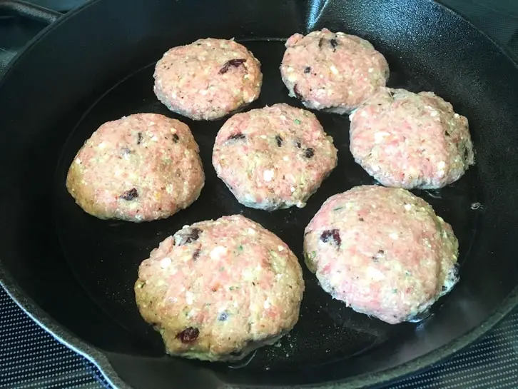 Cast-Iron Skillet Turkey Burgers With Feta And Cranberries - Vintage Kitchen Vixen