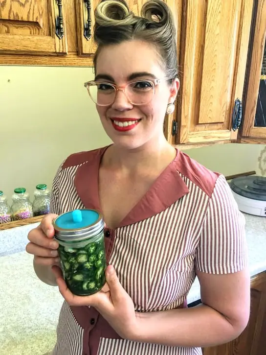 me with my jar of fermenting jalapeño pickles