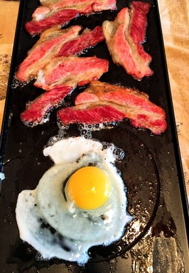 eggs and bacon raclette